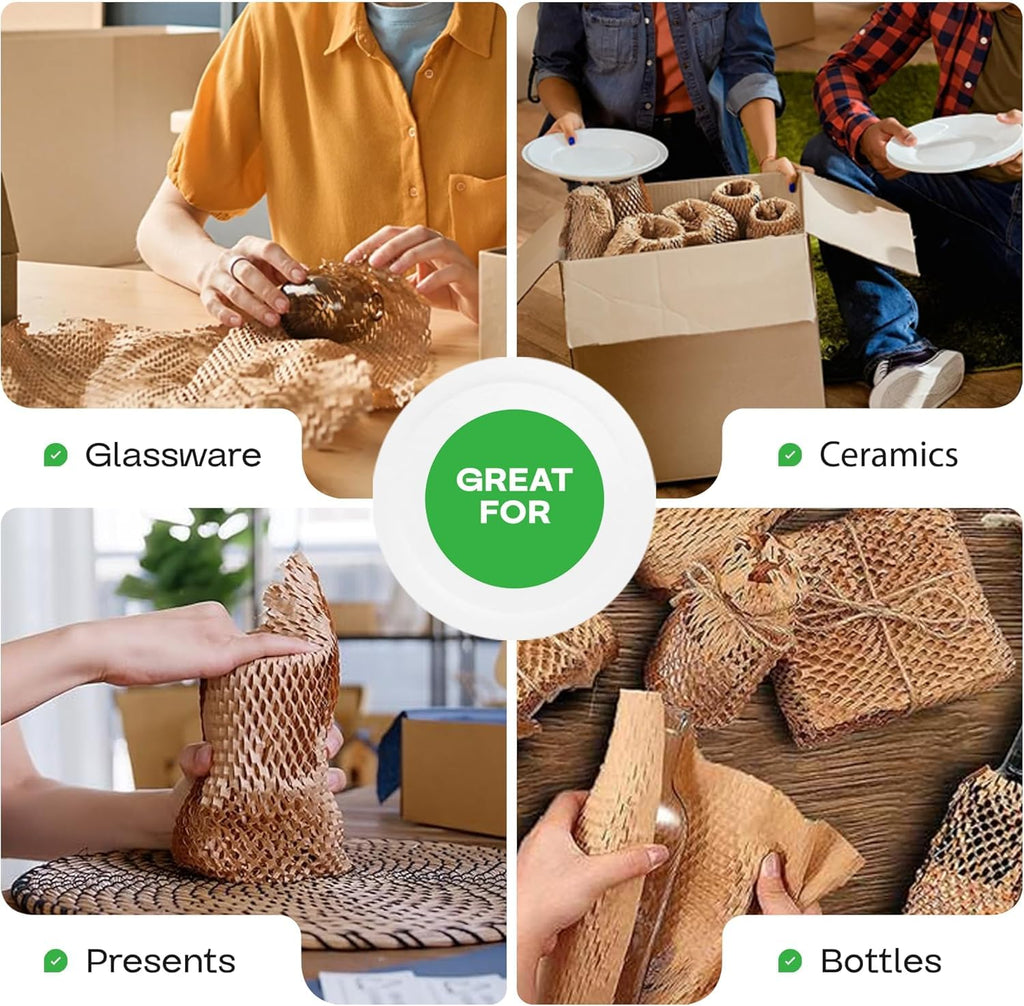 IDL Packaging 15" x 1400' Refill Roll (Pack of 2) for MP-1400USN HexcelWrap Honeycomb Packing Paper Station, Brown - Protective Kraft Paper with Interlocking Slit Design for Shipping