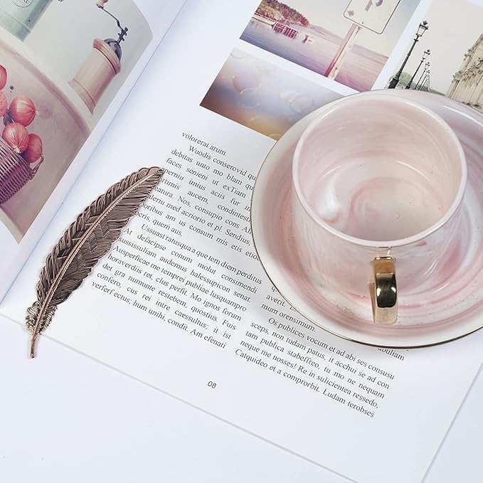 6pcs Different Color Vintage Feather Metal Bookmarks