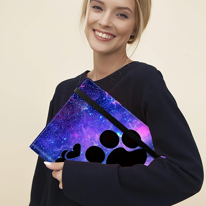 Padfolio Folder with Clipboard,Portfolios Organizer Clipboards with Storage Clipboard Writing Pad PU Leather Conference Document Organizer with Business Card Holder,Dog Paw Print