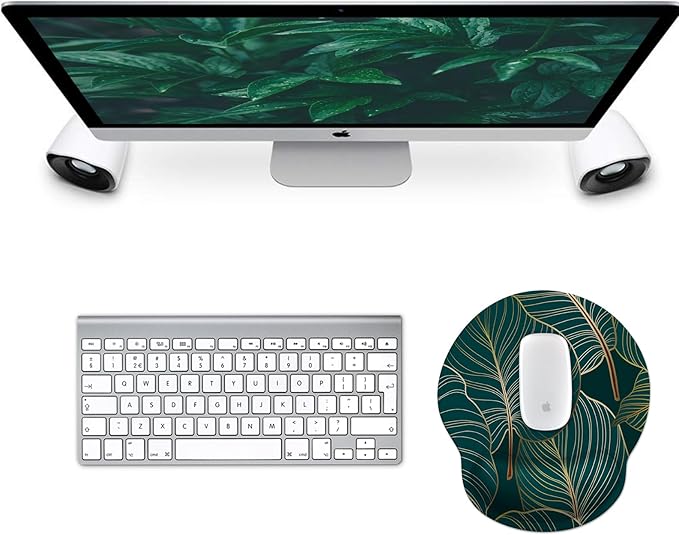 eulps Mouse Pad with Wrist Rest, Comfortable Computer Mousepad with Gel Wrist Support Smooth Surface and Non-Slip PU Base for Pain Relief, Laptop, Office & Home (Tropical Plants)