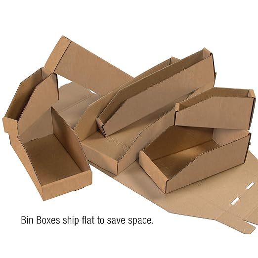 Partners Brand PBINEB123K Open Top Bin Boxes, 3" x 12" x 4-1/2", Kraft (Pack of 50)