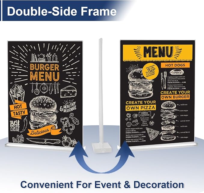 4 Pack Acrylic Sign Holder 8.5 X 11, Vertical T Shape Clear Plastic Sign Holder, Double Sided Clear Display Stand Table Top Sign Paper Holder, Sign Holder Suitable for Office, Store