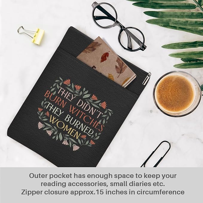 Book Themed Gifts Waterproof Book Sleeve Book Pouch Halloween Reading Gifts Witchy Gifts for Women Best Friend Book Covers for Paperbacks Book Accessories Book Protector with Zipper and Front Pocket