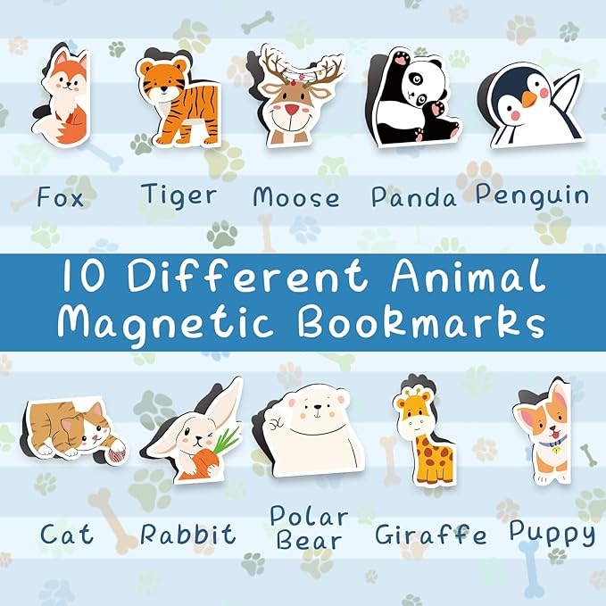 Magnetic Bookmarks, 20 PCS Bookmark Cute Animal Book Markers for Kids, Bookmarks Bulk for Students, Teens, Book Lovers, Classroom Gifts, School Prize, Reading Present