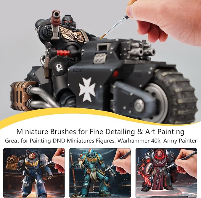Detail Paint Brush Set, 9pcs Miniature Paint Brushes for Fine Detailing, Art Painting, Micro Paint Brush Set for Acrylic, Watercolor, Oil, Paint by Number, Citadel, Figurine, Models, 40k