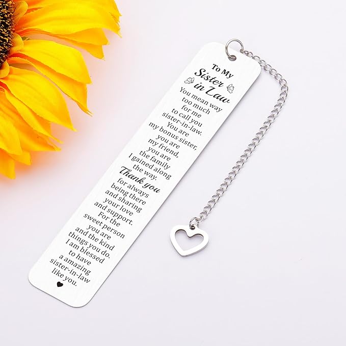 Sister in Law Gifts, Christmas Stocking Stuffers for Sister in Law, Sister in Law Bookmark, Wedding Birthday Gifts for Sister in Law, Sister-in-Law Gifts, Xmas Valentines Gifts for Sister in Law