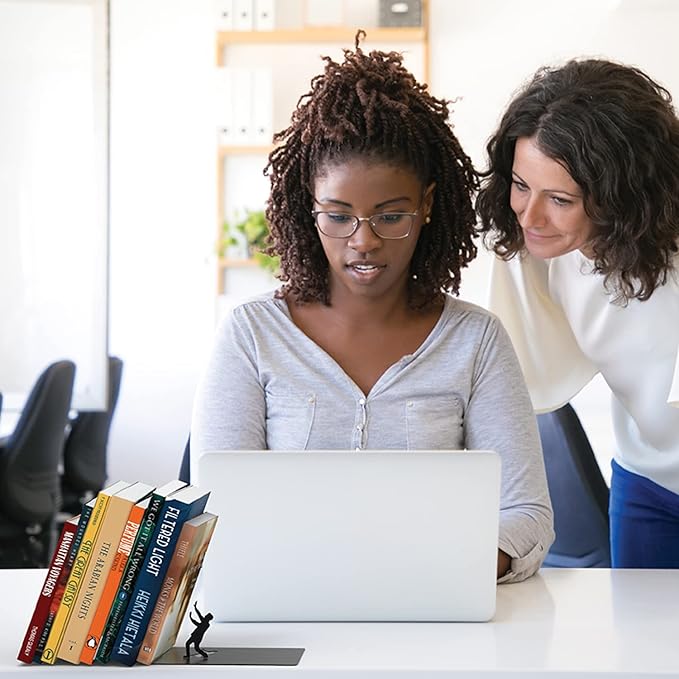 Artori Design Book Ends to Hold Books Heavy Duty - Hidden Metal Bookends for Shelves Desk or countertop - Bookend Book Holder for Home Decorative - Gift for Book Lovers and Home Decor (Falling)