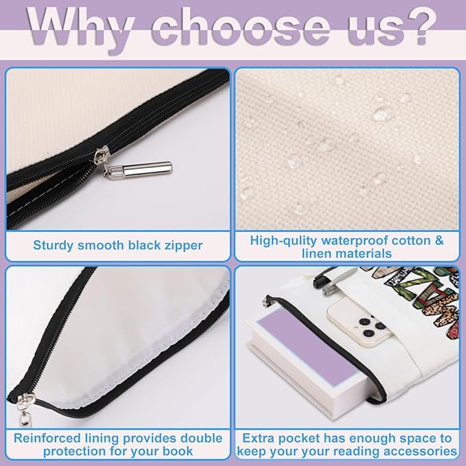 Inspirational Western Faith Christian Gifts Book Sleeve Book Cover Religious Cowgirl Accessories for Women Therapist BFF Friendship Christmas Birthday Book Lovers Gifts Book Protector with Zipper