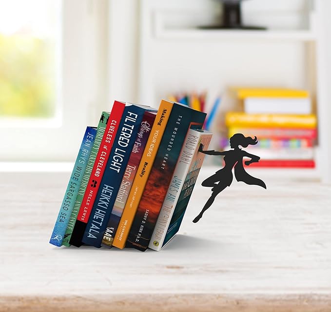 Artori Design Book Ends to Hold Books Heavy Duty - Hidden Metal Bookends for Shelves Desk or countertop - Bookend Book Holder for Home Decorative - Gift for Book End Lovers and Home Décor (Supergal)
