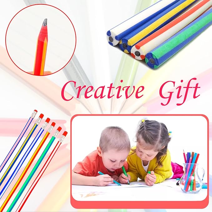 45 Pack Flexible Soft Pencil,7.1 Inch Magic Bend Pencils,Soft Novelty Pencil with Eraser for Kids Gift Students School Classroom Supplies