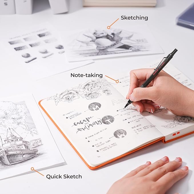 Nicpro 0.5 & 0.7 & 0.9 mm Metal Mechanical Pencil Set with Case, 6PCS MP1000 Artist Lead Pencil with 12 Tubes HB & 2B Lead Refills, 3 Erasers For Architect Art Writing Drafting Sketching Drawing