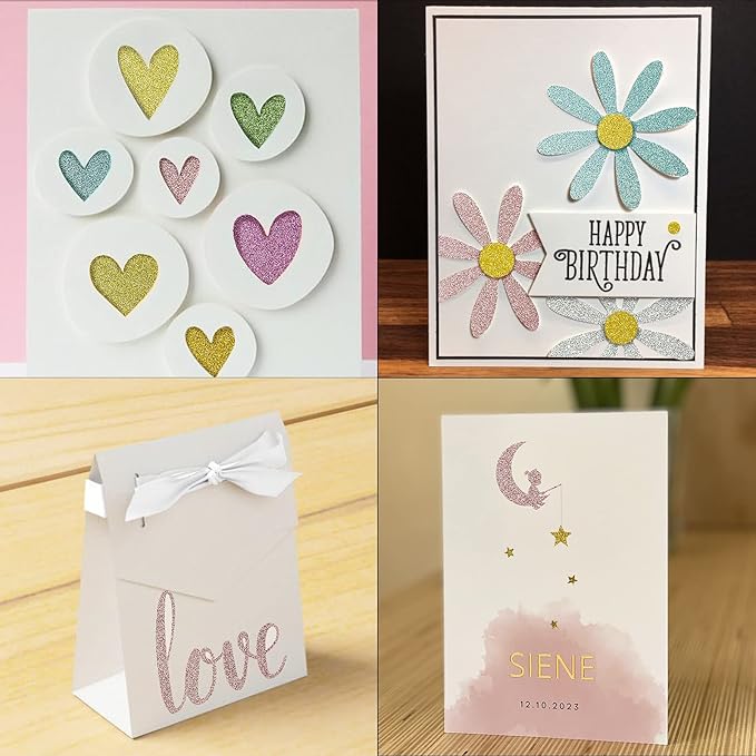 Simetufy Glitter Cardstock, 40 Sheets in 20 Colors, Premium Cardstock for Cricut, Crafts and DIY Projects, Sparkly Paper for Card Making, 250 GSM