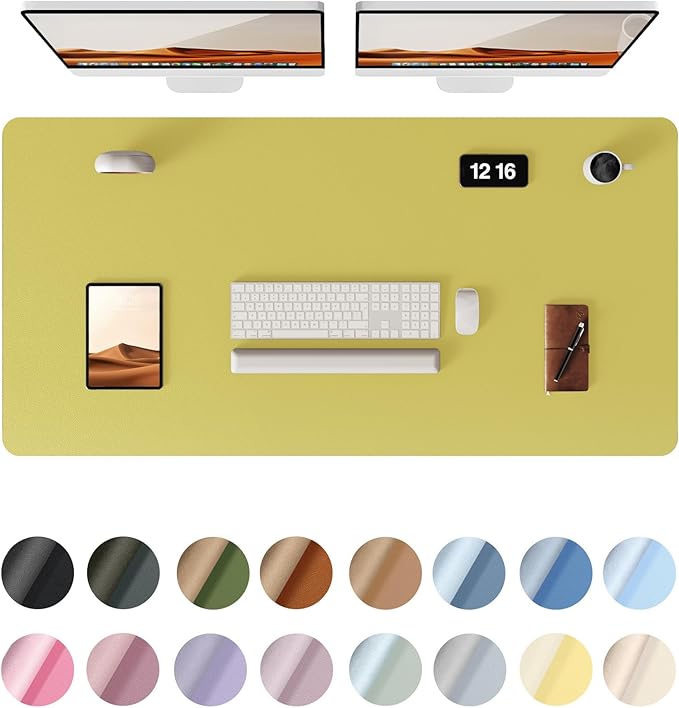 YSAGi Leather Desk Protector, Office Mat, Large Mouse Mat, Non-Slip PU Leather Blotter, Laptop Desk, Waterproof Writing Pad for Office and Home (Olive Green, 47.2" x 23.6")