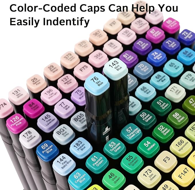 204 Colors Alcohol Markers Set, Dual Tips Blender Art Markers for Drawing, Permanent Sketch Markers for Kids adult coloring, Alcohol Based Markers, Adults Coloring and Artist Illustration.