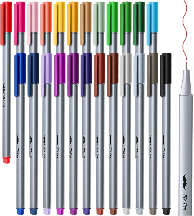 Mr. Pen- Fineliner Pens, 24 pcs, Colorful, 0.4mm Fineliners Pens, Art Pen