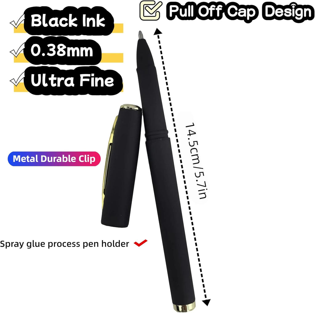 Fengtaiyuan Gel Ink Roller Ball Pens, Black Ink, Ultra Fine 0.38mm, Comfortable Grip, Easy Hold, Writting Pens, Smooth, 18 Count (Black-0.38mm-038P18SS)