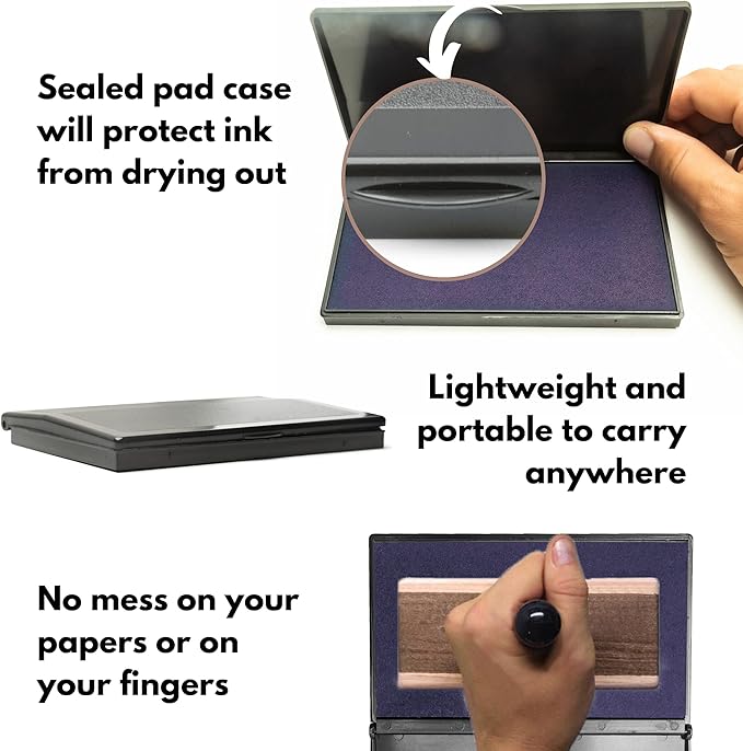 Ink Pad for Rubber Stamps, Stamp Pad for Clear Impression Stamping, Quality Felt Pad Black Ink, Red Ink, Blue Ink (Blue, L (3.5 * 6.3))