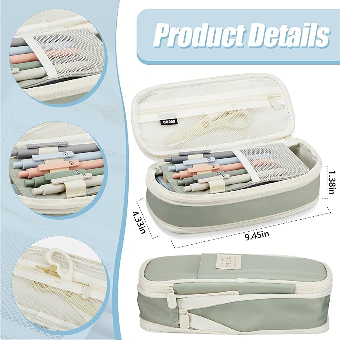 Jutom 39 Pcs Aesthetic Book Annotation Kit Pencil Case Bag with Highlighter Gel Pen 700 Sheets Transparent Sticky Notes Pads Index Tab Bible Study Supplies for School(Green,Cute Style)