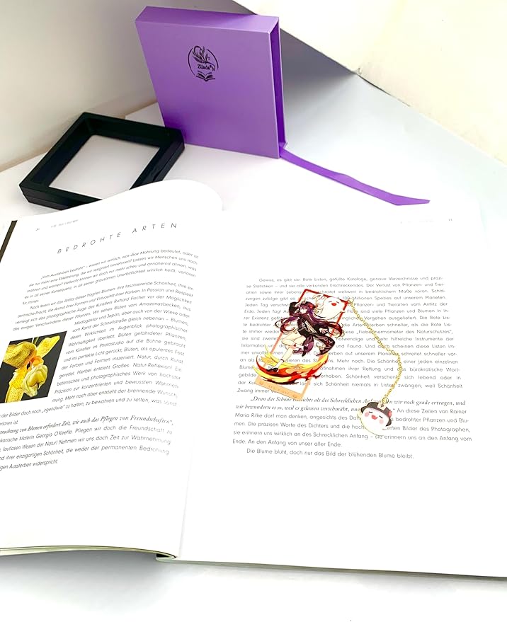 Genshin Impact HuTao Brass Bookmarks with 3D Display Box for Women Men Sisters Friends - Ideal Birthday Gifts for Book Lovers - Zllada
