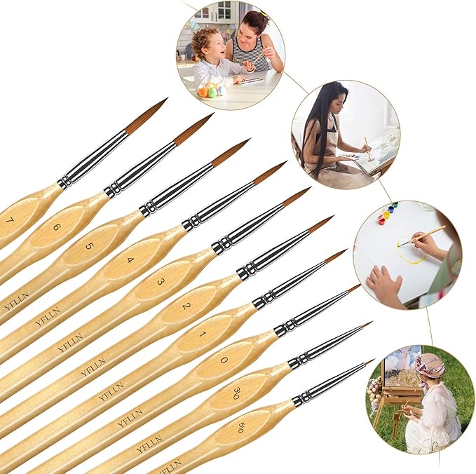 Miniature Paint Brushes Kit, Fine Detail Painting Brush Micro Professional Tiny Paints Brush Set for Art Watercolor Oil Acrylic,Mandala Painting,Craft Models Rock Painting Citadel