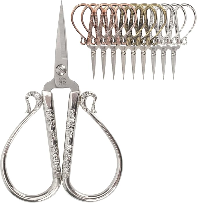 JubileeYarn Classic Chinese Small Embroidery Craft Scissors - Bronze, Copper, Silver - 3 Scissors Each
