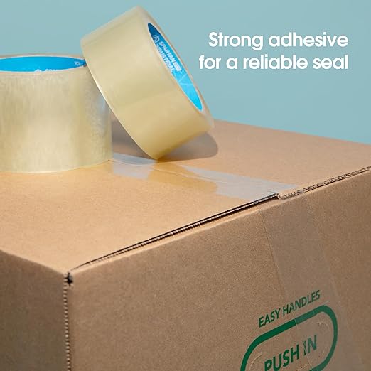 Spartan Industrial - 3" X 60 yd Clear Packing Tape Rolls - 24 of Wide Heavy Duty Tape for Packing, Moving, Shipping, and More - 2.7 Mil