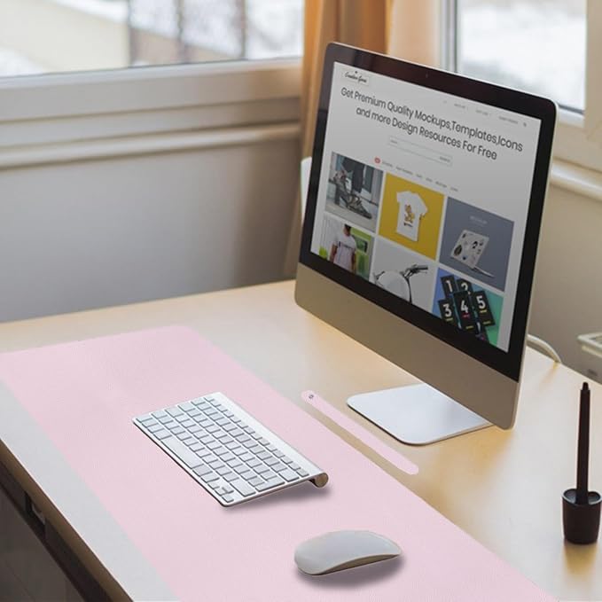 Boutilon Leather Desk Pad,47"x 24"XXX Large Business Desk Pad,Waterproof Student Study Desk Mat Protector Writing Pad for Keyboard and Mouse in Home Office Accessories(XXXL-Light Pink)