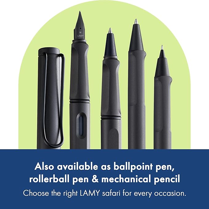 LAMY safari umbra - Fountain Pen with ergonomic grip & polished steel nib in size B - ideal for any Writing & Calligraphy - including LAMY T 10 blue cartridge - Right-Handed