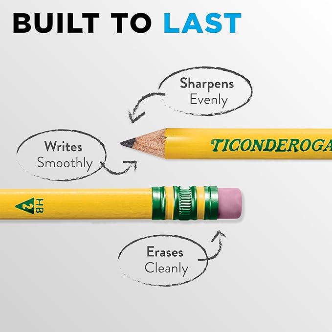 Dixon Ticonderoga Ticonderoga Wooden Pencil, 0.7mm, #2 Soft Lead, 8/Pack (13852) (X13852)
