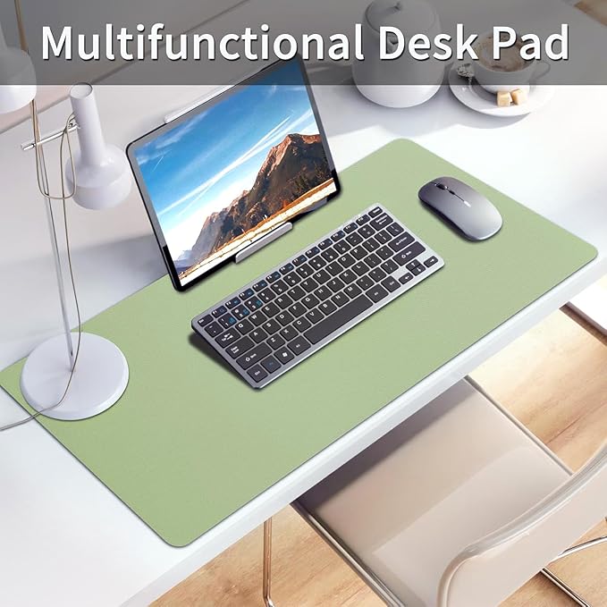 Bloss Green Desk Mat, Mouse Pad, Waterproof Leather Desk Pad, Desk Matt for Desktop, Non-Slip Desk Pad Mat for Office Work/Home (27.6 x 13.8 Inches)