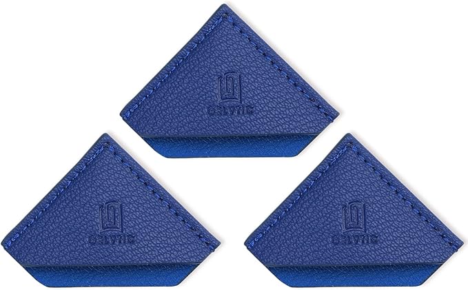 3 Pieces Leather Bookmarks Handmade Page Marker for Men Women, Faux Leather Page Clips Corner Book Markers for Teachers Gift for Writers Bookworm Book Lovers (06-Blue)