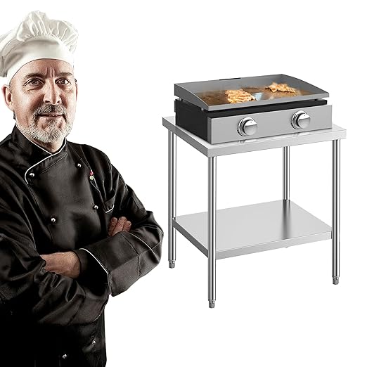 NSF Commercial Stainless Steel Worktable - 24 x 30 Inches with Undershelf, Heavy Duty Prep Table for Restaurants, Homes, and Hotels - Ideal for Christmas Prep.