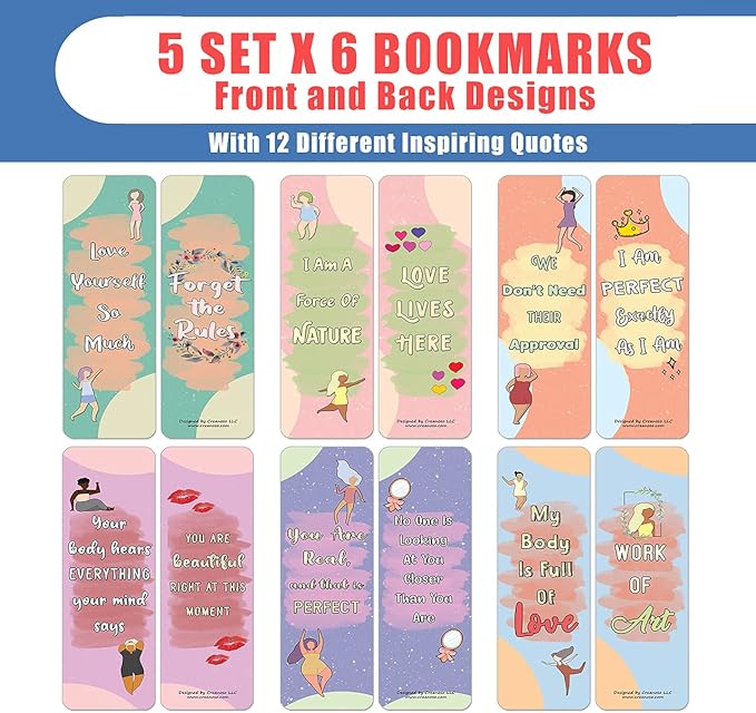 Creanoso Body Positivity for Women Bookmarks Series 2 (30-Pack) - Party Favors & Corporate Giveaway Incentives Gift Pack