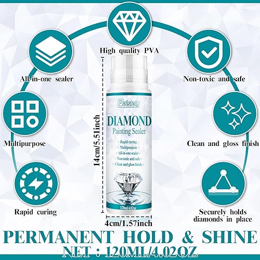 Diamond Painting Sealer, Puzzle Glue Clear, Diamond Painting Accessories with Permanent Fixation and Shining Effect, Diamond Painting Art Glue for 5D Diamond Painting, Puzzle and DIY Crafts (120ml*2)