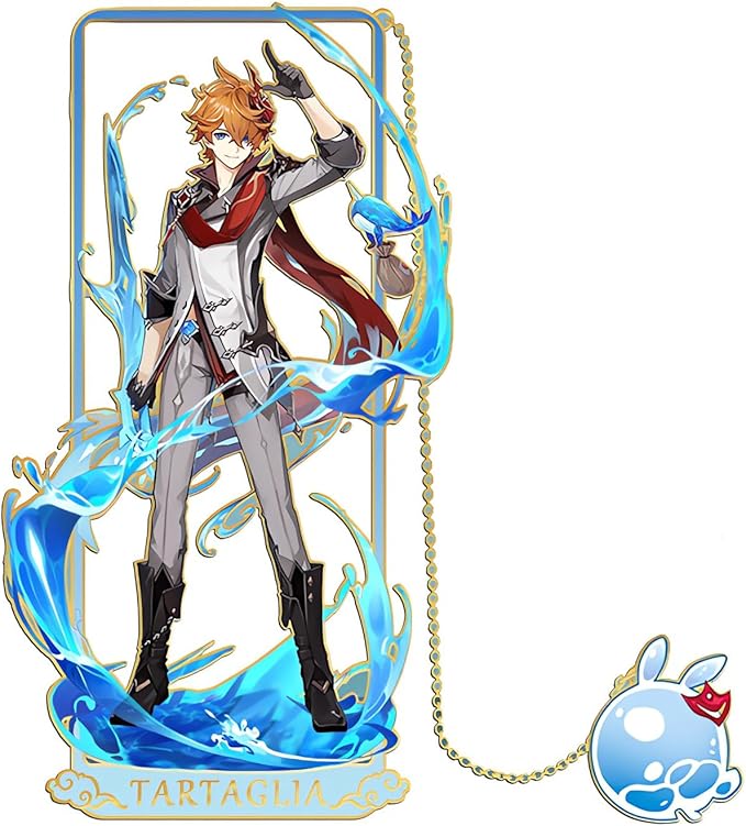 Tartaglia Bookmark with Chain Original Genshin Impact Metal Bookmark - Collect All Your Favorite Characters!