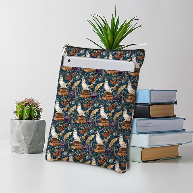 Magic Stuff Magic Owl Book Sleeve Book Cover Book Lovers Gifts Book Club Gifts Wizard Book Protector Book Gifts for Readers Women Magic Movie Fans Bibliophile Bookworm Niece Graduation Birthday Gifts