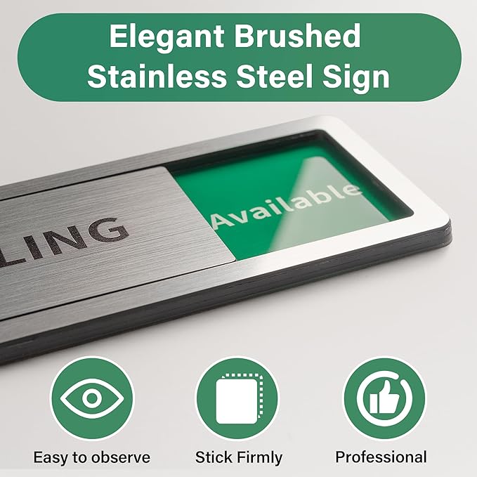 Lactation Room Door Sign with Slider, Do Not Disturb Privacy Office Sign, In Use/Available Acrylic Sliding Indicator for Business Hospital Home, Brushed Silver 8" x 2.6"