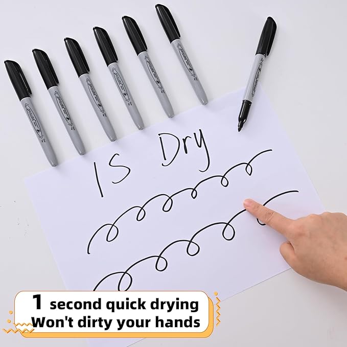 Permanent markers, 40 packs permanent markers bulk, quick drying in one second, waterproof, smooth, not easy to erase, durable, can be marked on glass, tiles and cloth, office supplies,Gray shell