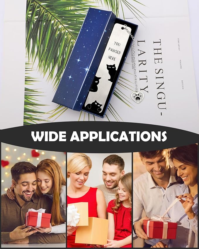 Black Cat Bookmark Gifts for Women, Book Markers for Reading Women Teens, Cat Bookmark Box Gifts for Cat Lovers, Cat Lover Female Friends Birthday Gifts Book Club Reading Gifts 03