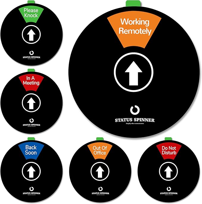 Out Of Office Sign for Door, 6 Options Status Private Sign, In a Meeting, Do Not Disturb, Working Remotely, In Out Sign Available and Away