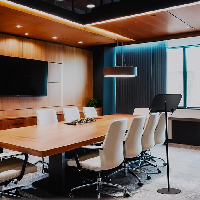 Black Acrylic Podium with Adjustable Height Small Acrylic Podium Stand Black Music Stands Book Stand for Reading Floor Holder Stand with Page Paper Clip for Cookbooks Music