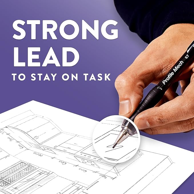 Paper Mate Profile Mech Mechanical Pencil 0.7mm, #2 Pencil Lead, Great for Office Supplies, Classroom Supplies, Drawing Pencils, Sketching Pencils, Assorted Barrel Colors, 8 Count