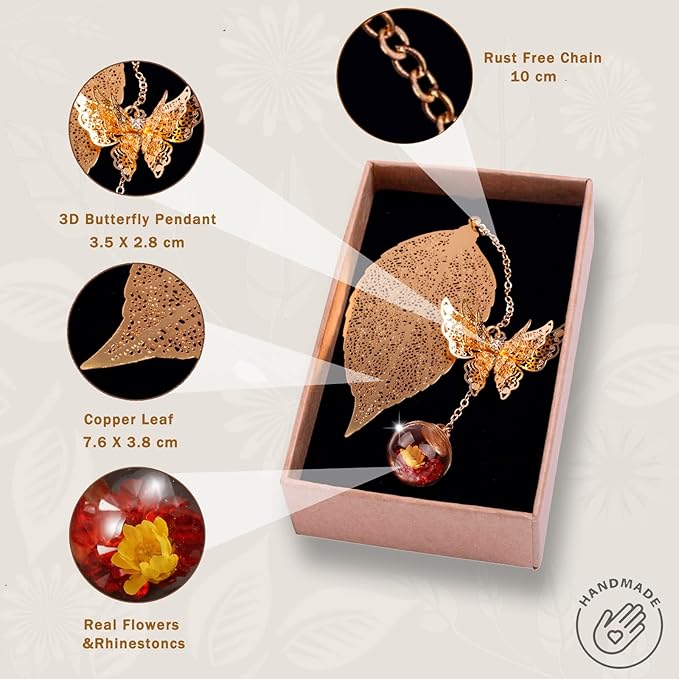 Toirxarn Gold Leaf Bookmark with Butterfly Charm - Elegant Bookmarks for Women, Book Lovers Gifts, Book Marker for Reading, Teacher Appreciation Gifts, Unique Birthday Gifts, Religious Gifts