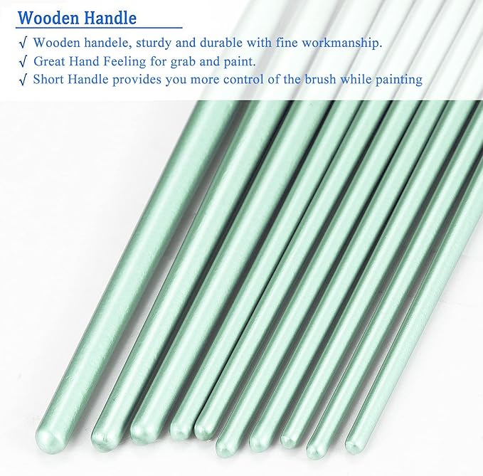 BOSOBO Paint Brushes Set, 4 Pack 40 Pcs Round Pointed Tip Paintbrushes Nylon Hair Artist Acrylic Paint Brushes for Acrylic Oil Watercolor, Face Nail Art, Miniature Detailing & Rock Painting, Green