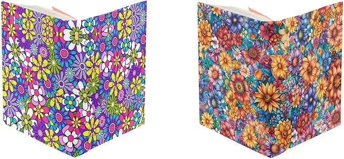 Floral Print Book Cover 2 Pack Washable Reusable Book Protector Pouch for Paperback Hardcover, Textbook, Jumbo Book Sox Gift for Book Lover, Multicolor