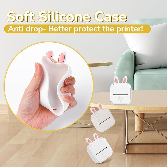 Phomemo T02 Protective Case White- Compatible with T02 Mini Printer, Adorably Unique Design Flexible Protective Case for Gift