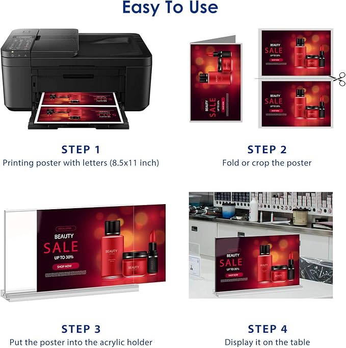 newnewshow Acrylic Sign Holder 8.5x5.5 Inch 3 Pack Horizontal T Shape Double-Sided Desktop Display Holder. (Optional 8.5x11 8.5x5.5 5x7 Horizontal and Vertical)