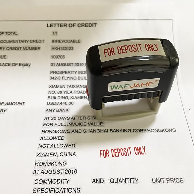 WAFJAMF for Deposit Only Stamp – Self Inking Rubber Stamp Office Stamp Message Stamp Red Ink-Medium