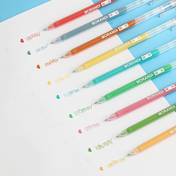 0.5mm Journal Colouring Pens, Assorted Rainbow Colors Pens Set of 9 for Adults Journal Coloring Calligraphy,Made for Everyday Writing, Journals,Drawing,Coloring Books (Morandi-Cheerful Color)