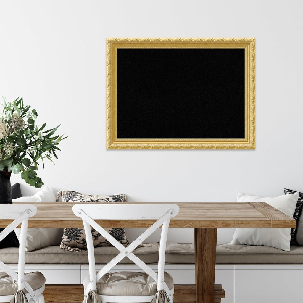 Amanti Art Black Cork Board for Wall, 24x32 Vision Board with Gold Wood Frame, Medium Corkboard Office Decor for Home Organization, Traditional Corkboard Pinboard to display items for home